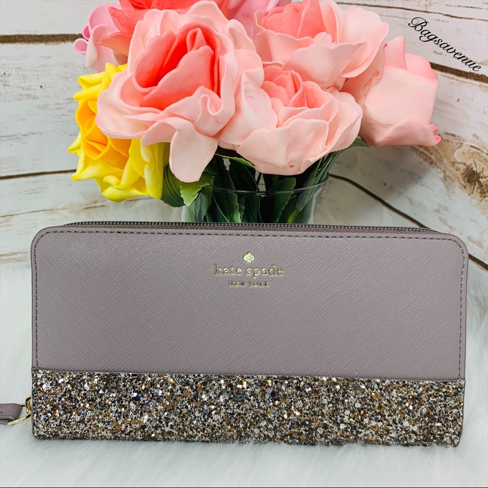 Glitter Kate spade Gray cityscape Neda wallet gray